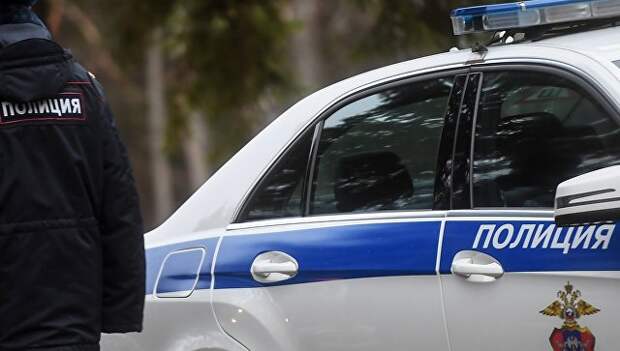 Сотрудник полиции возле служебного автомобиля. Архивное фото