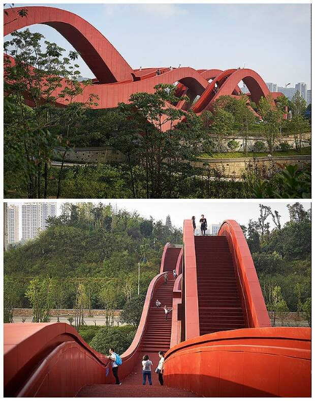 Виражи и подъемы моста Lucky Knot больше напоминают аттракцион «Американские горки» (Чанша, Китай).