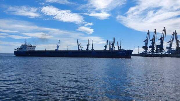 Из порта Бердянска вышло первое торговое судно с грузом зерна