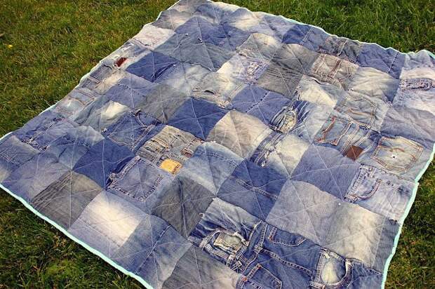 Джинсово-лоскутное одеяло для пикника. Мастер-класс
