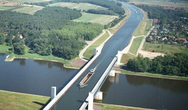 Магдебургский водяной мост (Magdeburg Water Bridge) вода, конструкция, мост
