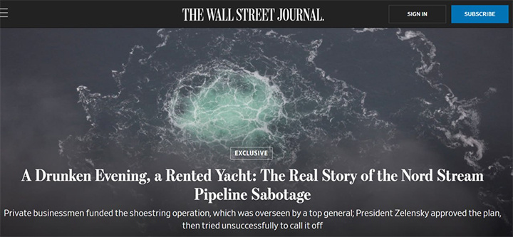 THE WALL STREET JOURNAL. ЭТА ГАЗЕТА ЗНАЕТ "ВСЮ ТАЙНУ" О ВЗРЫВЕ "СЕВЕРНЫХ ПОТОКОВ"