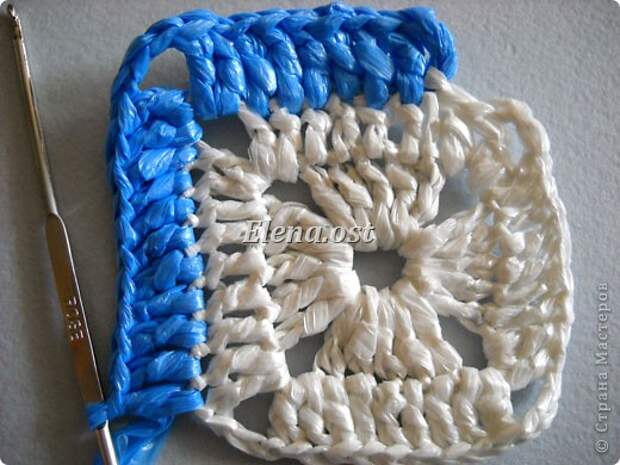 Гардероб Мастер-класс Вязание Вязание крючком Вязаная сумка из квадратов Материал бросовый Полиэтилен фото 37