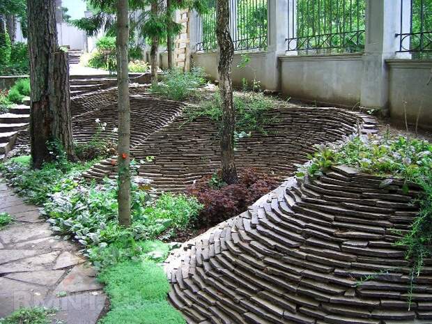 Декоративный камень в дизайне садового участка
