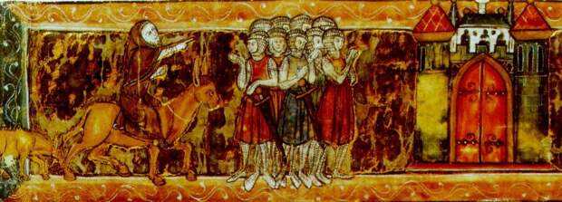 Пётр Пустынник указывает крестоносцам путь в Иерусалим. Французская миниатюра (около 1270 г.)