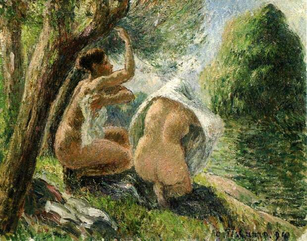 Bathers 3. (1894). Писсарро, Камиль