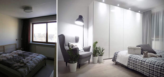 идея ремонта спальни белый серый цвета современный скандинавский стиль минимализм фото