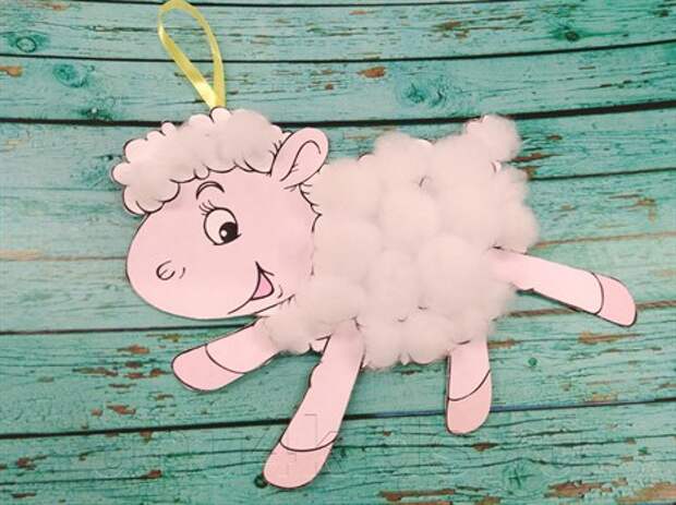 барашек из ватного диска. поделка овечка. объемные поделки из картона. овечка из бумаги. поделка барашек из бумаги.