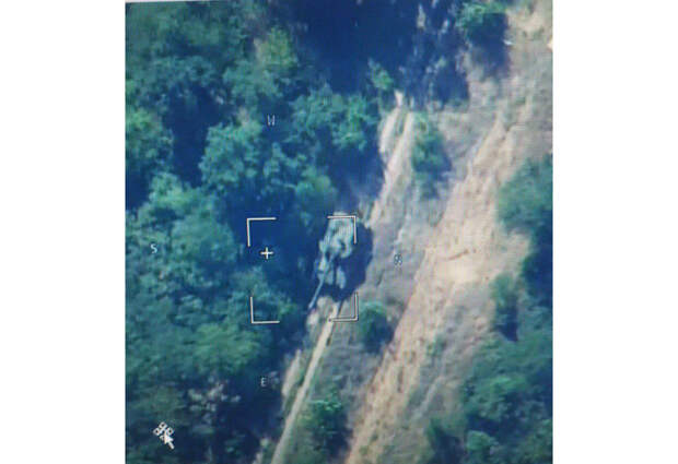 САУ PzH-2000 ВСУ в прицеле беспилотника "Орлан". Фото © Telegram / storijaoruzijaZ