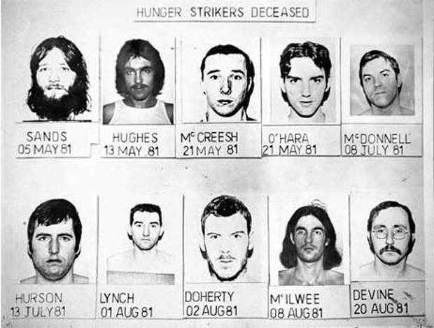 Ирландцы, умершие в результате "Ирландской голодовки", за права политзаключенных из Сев. Ирландии. 1976-1981 гг. интересно, история, фото