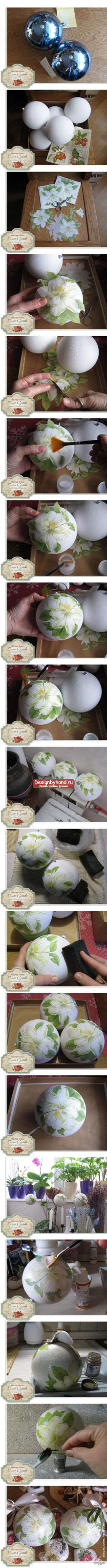 декупаж новогодних шаров