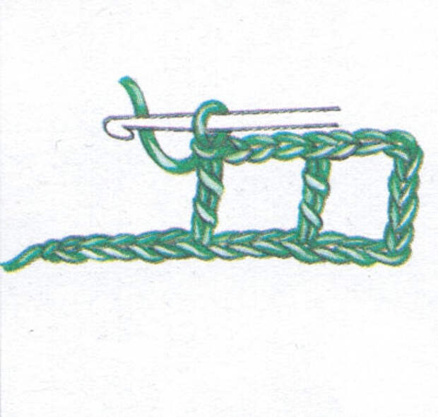 Филейная сетка с пустыми и заполненными клеточками, выполненная столбиками с двумя накидами (фото 1)