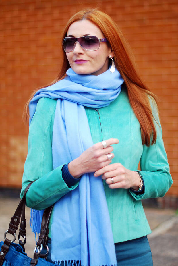 Baby blue, mint, teal and tan