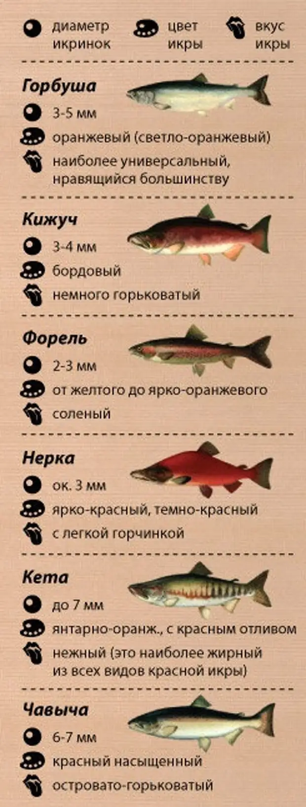 Рыбы сравнение таблица