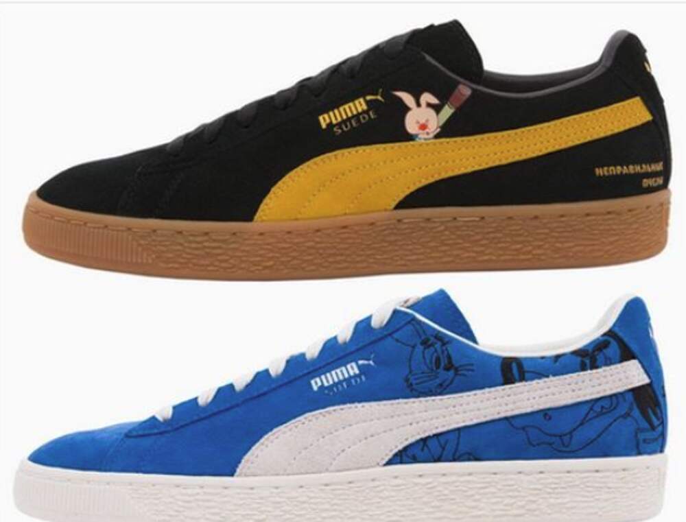 Пума чья фирма. Пума и Союзмультфильм кеды. Puma Suede Союзмультфильм. Puma Suede коллаборации. Пума Союзмультфильм кроссовки.