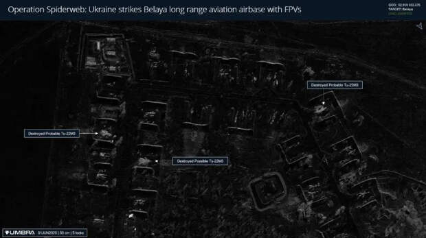 Спутники зафиксировали уничтожение трех бомбардировщиков Ту-22М3 на авиабазе «Оленья»