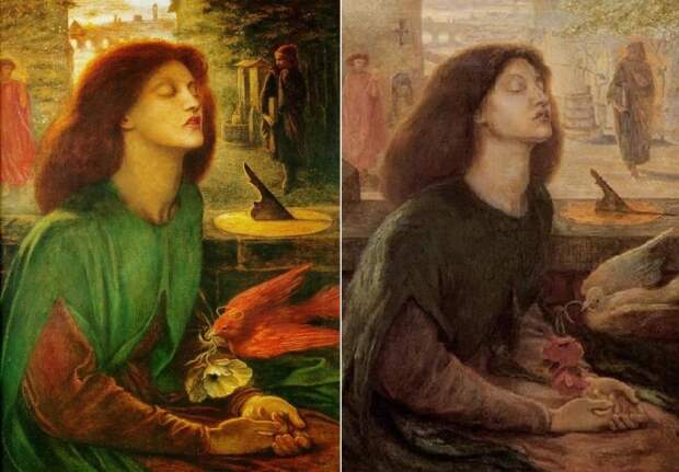 Данте Габриэль Россетти. Слева – Блаженная Беатриче, 1864-1870. Справа – Блаженная Беатриче (второй вариант картины), 1882. Посмертный портрет Элизабет Сиддал Данте Габриэль Россетти. Слева – Блаженная Беатриче, 1864-1870. Справа – Блаженная Беатриче (второй вариант картины), 1882. Посмертный портрет Элизабет Сиддал
