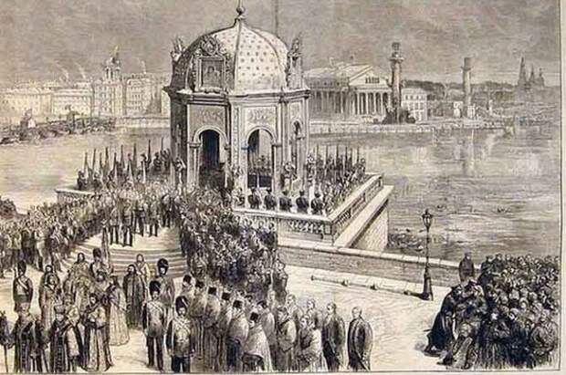 Иордань на Неве. Иллюстрация XIX века.