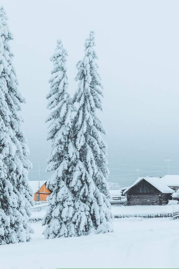 Зима деревня, зима, природа