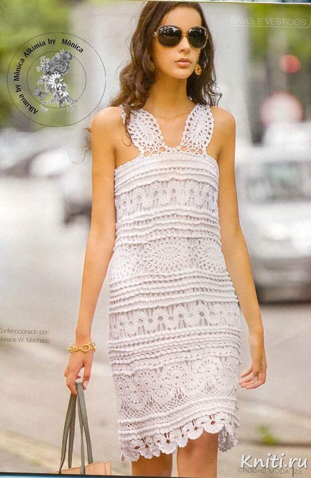 Вязаное платье крючком ажурное