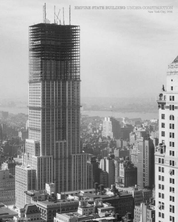 Строительство небоскрёба Empire State building , Нью-Йорк 1930. история, люди, мир, фото