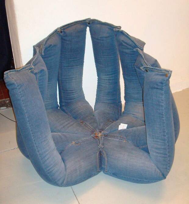 12. Кресло из джинсов вещь, креатив, подборка, самоделки, своими руками, сделай сам, фото