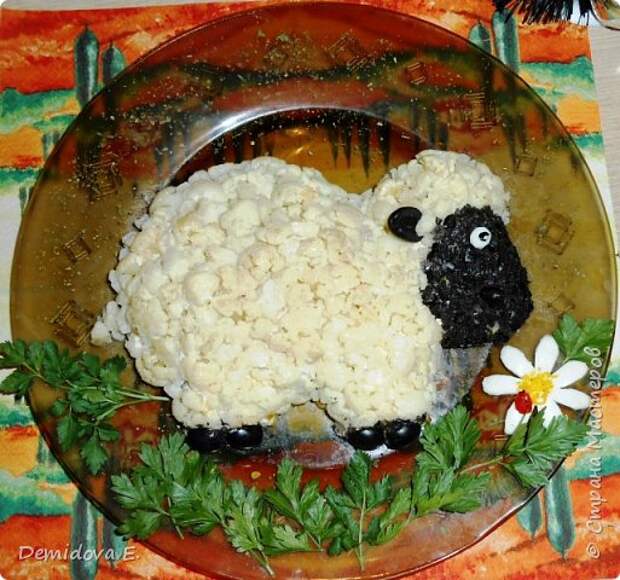 Кулинария Мастер-класс Новый год Рецепт кулинарный Салат Овечка к Новому году 2015 год Продукты пищевые фото 1
