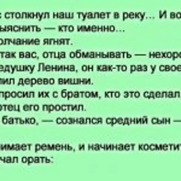 Речь сына. Анекдот про то как сын у отца туалет в реку столкнул. Кто столкнул сортир в речку. Столкнул отца с туалетом в речку. Кто такие шутовки в речке.