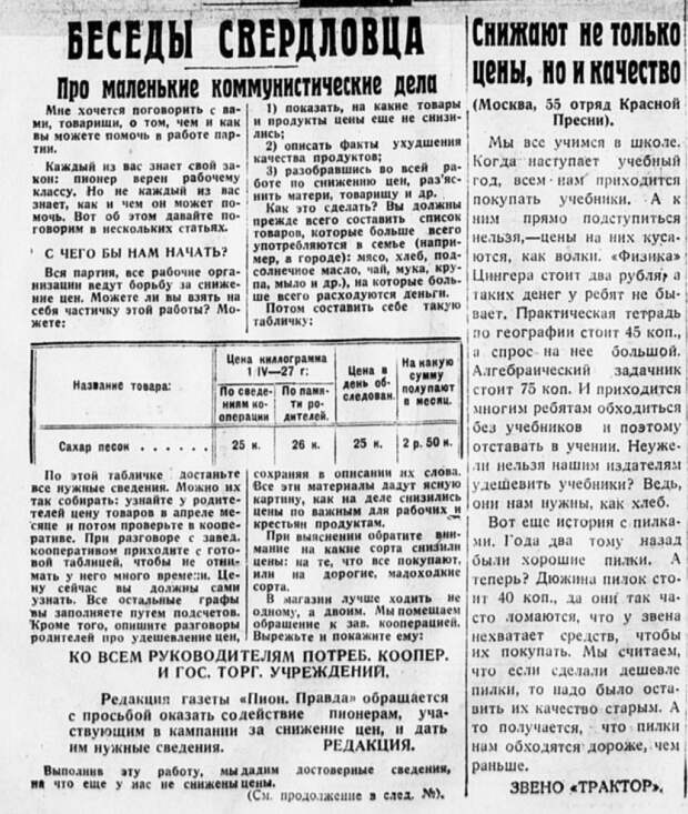 Борьба за снижение цен в 1927-м