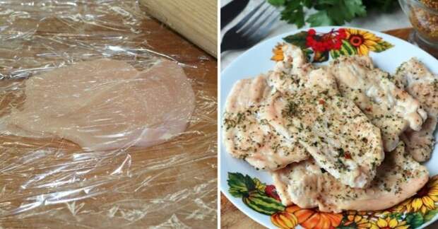Используйте пищевую плёнку для отбивания мяса. \ Фото: google.com.