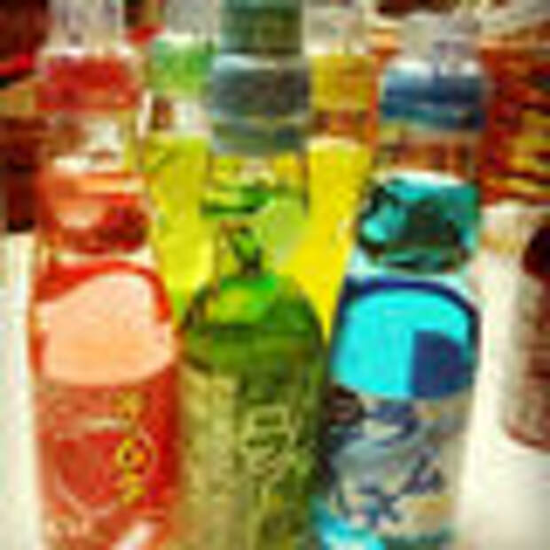 Ramune comes in a wide variety of flavors, including peach and Hawaiian Blue.