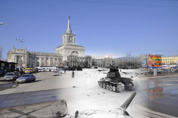 24.Сталинград 1943-Волгоград 2013. Советские танки Т-34 у вокзала