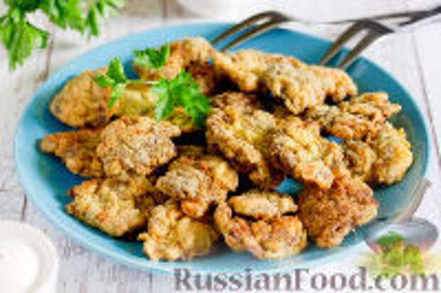 Фото к рецепту: Отбивные из куриных сердечек