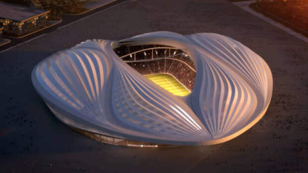 Стадион в городе Аль-Вакра спроектировали под руководством гениальной Захи Хадит (Al-Wakrah Stadium, Катар-2022). | Фото: qatar22.ru.