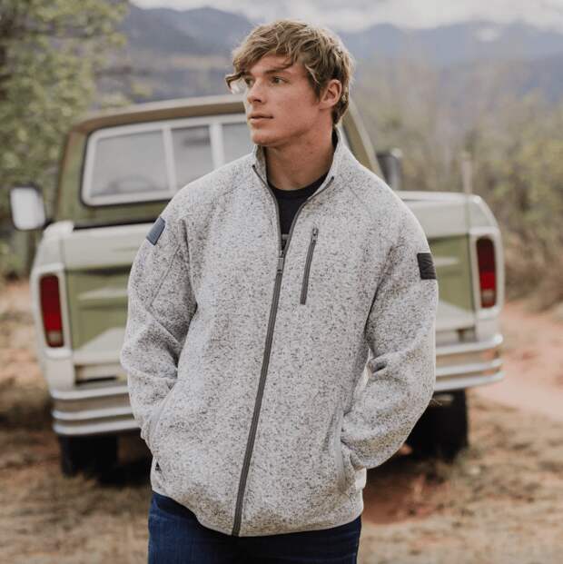 Men's Sweater Jacket in Heather Grey