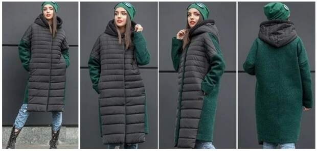 Модное комбинированное пальто по принципу «стежка»/«вязаный трикотаж» 1