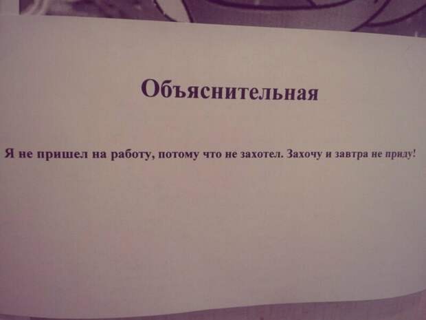 К - классика К - классика кадры, объяснительная, прикол, работа, служебная записка, смех, юмор