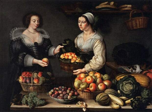 Торговка фруктами и овощами (1630 год.) 120 х 165 Дерево, масло. Париж, Лувр. Автор: Луиза Муайон.