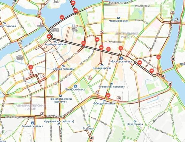 Пробки 7 баллов сковали дороги Петербурга 12 сентября