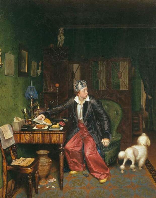 «Завтрак аристократа». (1849-1850). Автор: П. Федотов. Как художник-самоучка Павел Федотов стал академиком и из-за чего закончил жизнь в психиатрической лечебнице