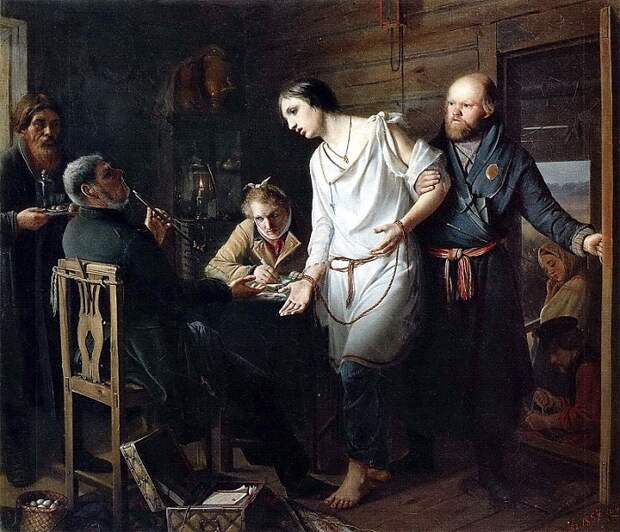 Приезд станового на следствие. (1857).Автор: В.Перов.