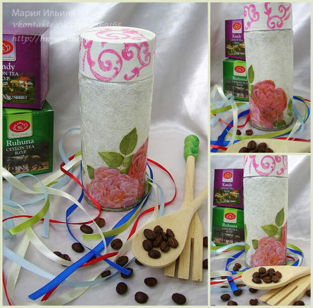 Красивая баночка - декупаж и декорирование нитками - мастер класс banochka dekupazh itog