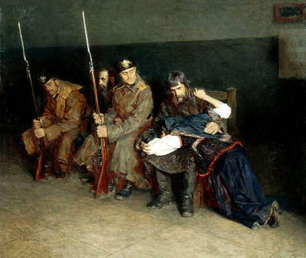 «В коридоре окружного суда». (1897 год). Автор: Касаткин Николай.