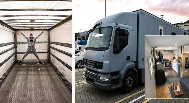 Находчивая пара из Британии переоборудовала грузовик в дом на колёсах, чтобы путешествовать грузовик, дом на колесах, путешествие, своими руками