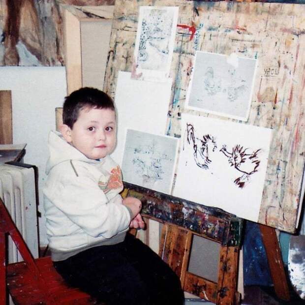 В 4 года родители отдали его в художественную школу. Вот что он тогда рисовал: Душан Кртолица, животные, искусство, рисунок, талант, художник