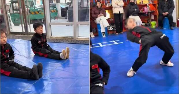 В Китае юные мастера кунг-фу тренируются вставать с руками в карманах