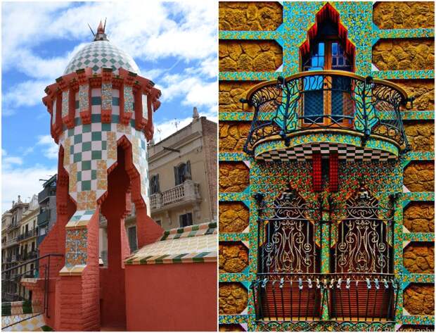 Непривычная красота здания завораживает шахматно-цветочным орнаментом, башнями, арками и коваными балкончиками (Casa Vicens, Барселона). Непривычная красота здания завораживает шахматно-цветочным орнаментом, башнями, арками и коваными балкончиками (Casa Vicens, Барселона).
