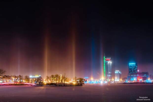 Light Pillars In Minsk, Belarus