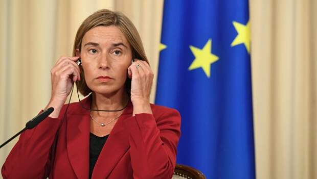 Федерика Могерини во время совместной пресс-конференции с Сергеем Лавровым. 24 апреля 2017