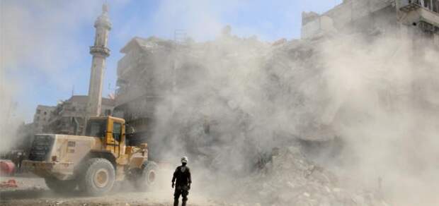 Разрушенные после обстрелов здания в Алеппо
